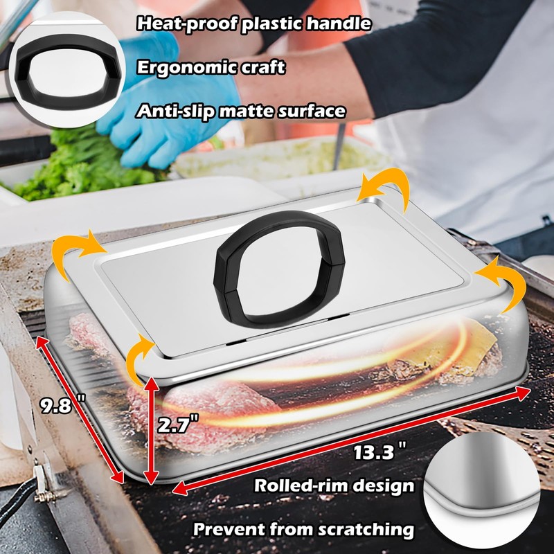 Rectangular Melting Dome 2Pcs, HaSteeL 13.3 X 9.8In Stainless Steel