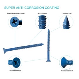 Bobibbi 1/4 x 3-1/4" Flat Head Concrete Screw Anchor, for Anchoring to Masonry, Block or Brick (100Pcs)