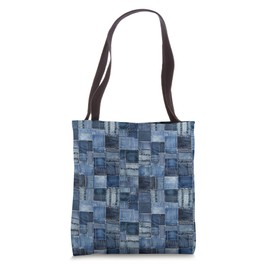 Denim Patchwork Pattern Tote Bag