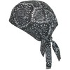 Men's Cotton Unlined Paisley Biker Do Rag Cap, Black