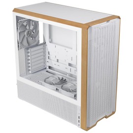 Lian Li LANCOOL 217 Genuine Walnut Wood Computer Case, Mid-Tower ATX PC Case with 5 Pre-Installed PWM Fans 2x170mm, 2x120mm & 1x140mm, Flexible PSU & Cable Installation - White (LAN217W)