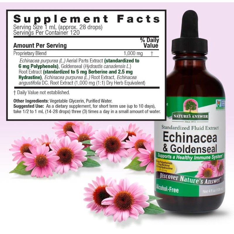 Natural's Answer EcinacceRoot & Golden Seal, Alcoho-Free, 120 ml