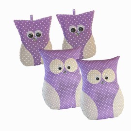 Handmade Design Lavender Pillow - Scented Cushion - with Real Lavender (Standard, 2 x Large Owl + 2 Small Owls)