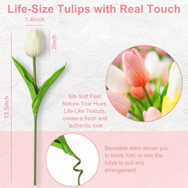 BLISOUL Real Touch Artificial Tulips, 20pcs Fake Tulip Flowers Stem, PU Faux Tulip 13.5” for Mother's Day, Home Decor, Wedding, Easter Valentine's Gift, Table Centerpiece, Floral Arrangement, Burgundy