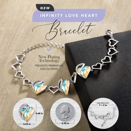Leafael Infinity Love Heart Bracelet, Birthstone Bracelets For Women with Healing Stones, Allergy-Free Jewellery for Women with Gift Box, Silver-Tone Link Charm Bracelet, 7-inch chain 2-inch Extender