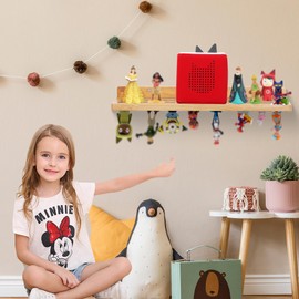 For Tonies Figures Shelf Magnetic,for Tonie box Wall Shelves,for Tonies Characters Organizer Audio Toy Figurine Storage Display Holder,Compatible Charging Station for Children Kid's Room,Oak Wood