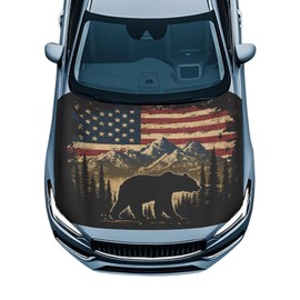Bulopur Flag Bear American Hood Flag Cover Stretch Polyester Fabric Cover Car Hood Cover Protector Easy Installation Removable Automotive Accessories Suitable for Cars