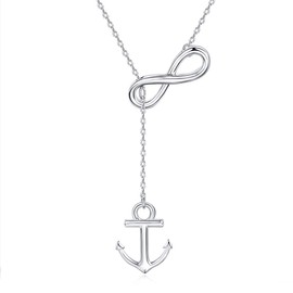 Annis Munn Anchor Infinity Pendant Women Necklace 925 Sterling Silver Women Jewelry Adjustable Necklace for Teen Girls Gifts for Her