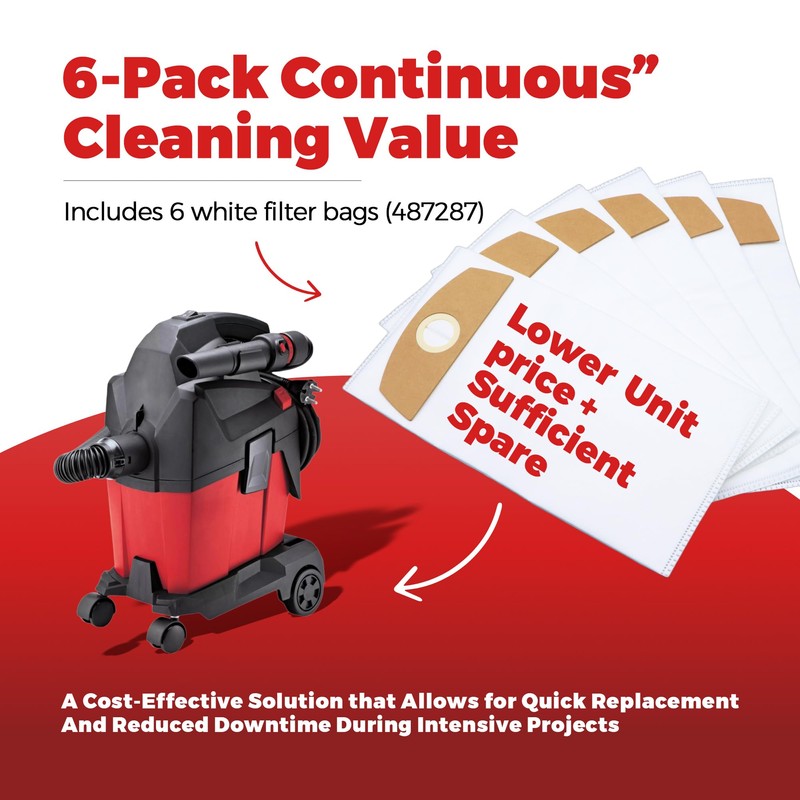OKQX 6-Pack Wet/Dry Dust Bags for FLEX 24V Brushless Wet/Dry