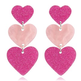 Valentines Day Earrings Gifts for Her Valentines Day Outfit Shirts for Women Red Heart Earrings Valentines Earrings Rhinestone Beaded Valentines Earrings Valentines Jewelry Accessories