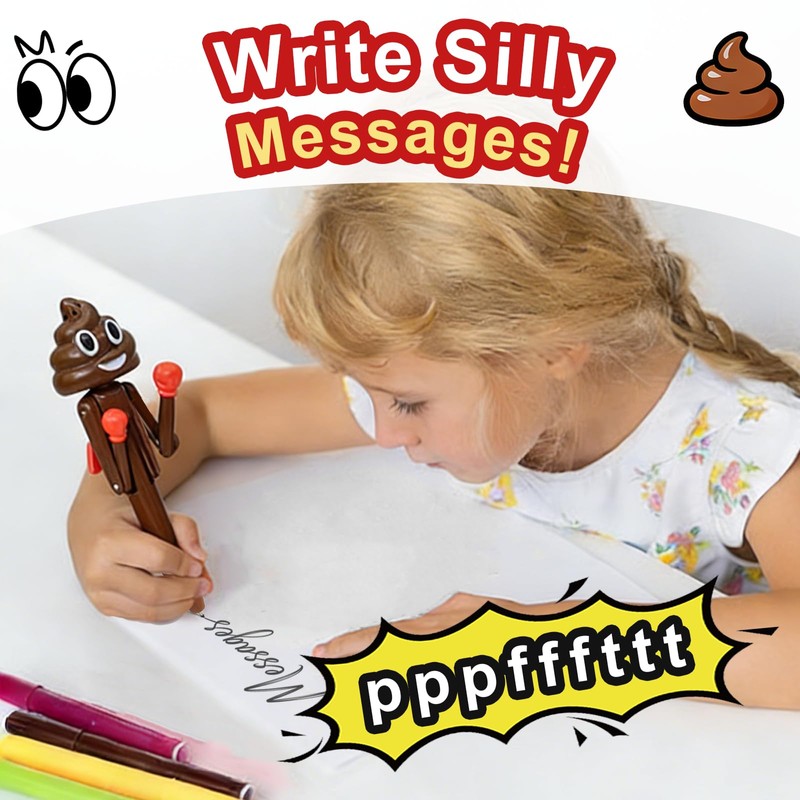 Farting Poop Pen with Punching Arms - Brown Funny Gag