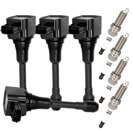 SCITOO Ignition Coil Coils Pack Iridium Spark Plugs fit for Nissan for Altima Cube Rogue Sentra Versa NV200 1.6L 1.8L 2.0L l4 UF549 set of 4 Ignition Coil Coils Pack Iridium Spark Plugs