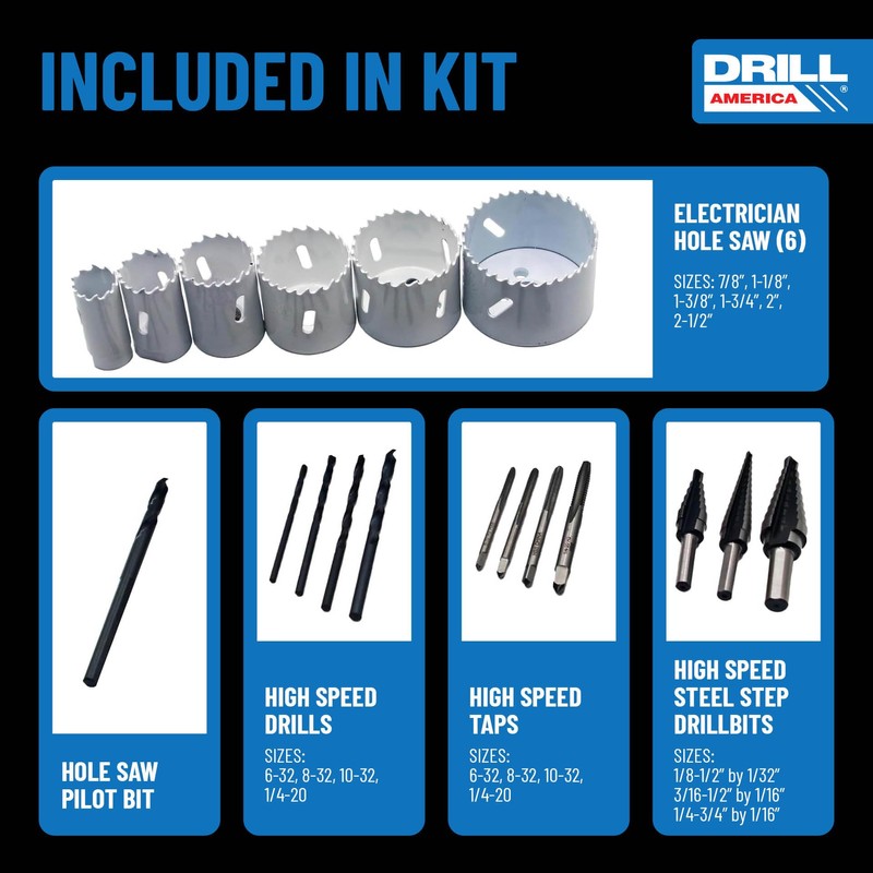 Drill America Electrician Tool Kit, 15-Piece Multi Tool Set with