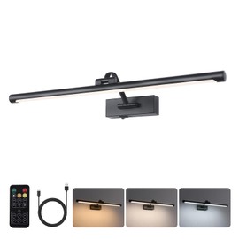 yumcrelect 23.6 Inch Battery Operated Picture Lights for Wall Rechargeable Art Lighting for Paintings Wireless Gallery Lights with Remote Control and Dimmable Timed Off Black Wall Lights