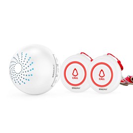 SINGCALL Wireless Transmission System, Call Aid, 2 SOS Call Bells 1 Receiver, Nurse Help System Call, 500+ft Range