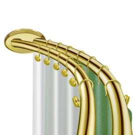 Utopia Alley Rustproof Wall Mounted Aluminum Double Curved Shower Curtain Rod, Screw Mount Rod, Stronger and More Secure Than Tension, Adjustable Double Shower Rod from 45" to 72", Expandable (Gold)