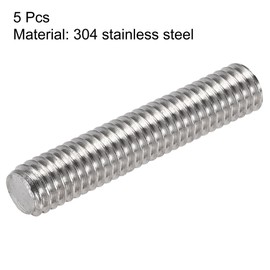sourcing map 5Pcs M6 x 30mm Fully Threaded Rod 304 Stainless Steel Right Hand Threads,M6-1.0 Thread Pitch