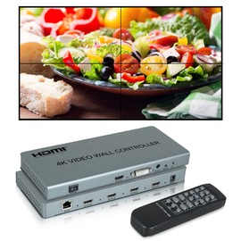 avedio links 2x2 HDMI Video Wall Controller, 1080P@60Hz HDMI DVI TV Wall Processor, 4K HDMI Video Image Processor, HDMI & DVI Input with RS232, 180 Degree Rotate, Support 2x2 1x2 1x3 1x4 2X1 3x1 4x1