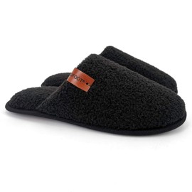 ofoot Women's Warm Fuzzy House Tofflor Inomhus sovrumsskor med memory foam inner sula Halkfri rubber sulor, black