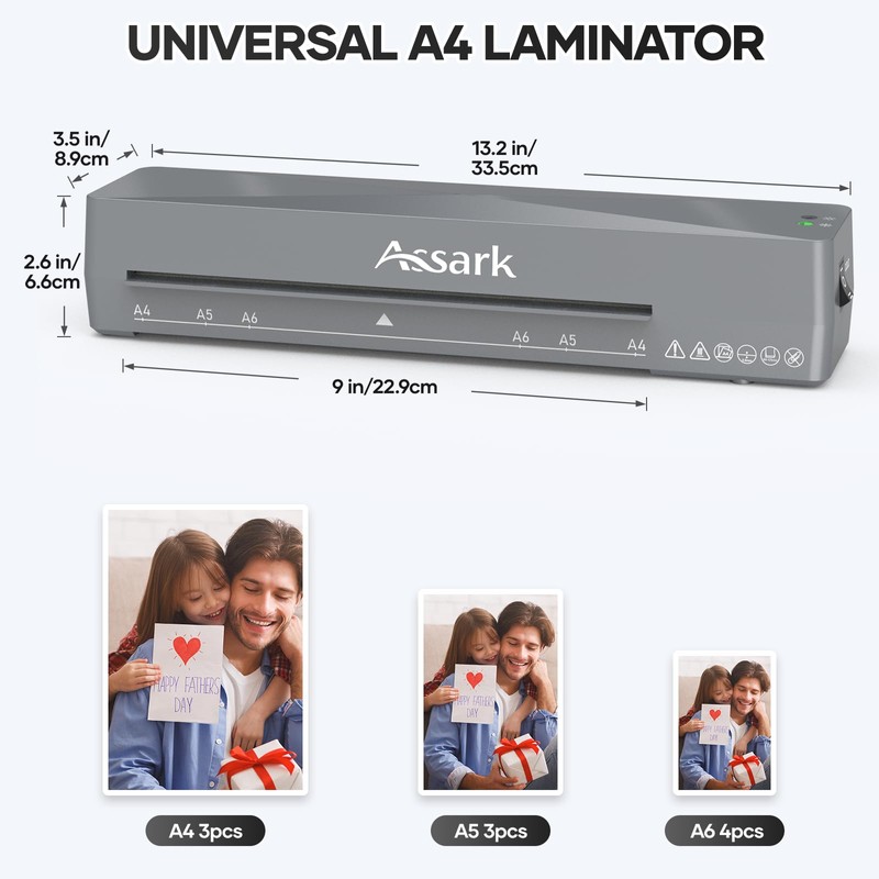 Assark Laminator Machine 9 Inch, laminator with 10 Laminating Sheets,
