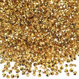 TOAOB 5000 x 4 mm Crystal Shaped Diamond Gems Gold Rhinestone Stones for Wedding Table Wedding Bridal Shower Vase Beads Decorations