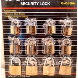 WELLMAX 12 pc. LOCKS 3 SIZES, 30,40,50 mm 3 KEYS PER LOCK