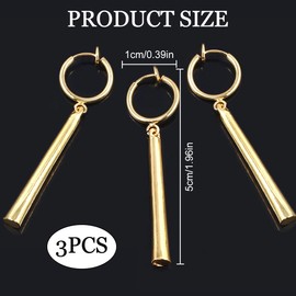 MIRKUZI Earrings, 3 Pack Earrings, Golden Clip On Earrings, Anime Cosplay Earrings, Suitable for Anime Lovers