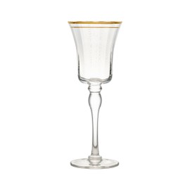 10 Strawberry Street Kate White Wine Glass, 9 oz, Gold Rim