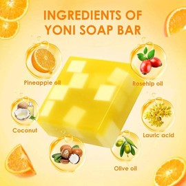 2 PCS Yoni Soap Bars Feminine Wash, 100% Natural Organic Yoni Bar Soap for Women Ph Balance Yoni Wash Eliminates Odor Moisturizing Yoni Care Soap with Foaming Net, Yoni Soap 3.53 OZ - Scent: Orange