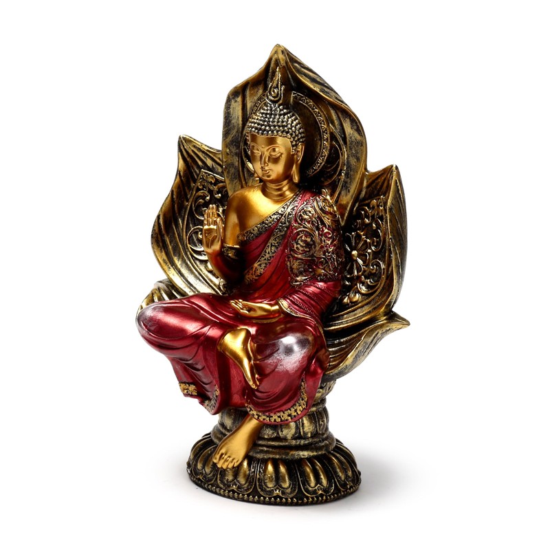 Puckator Buddha Thailandese Seduto - Oro e Rosso - Fiore