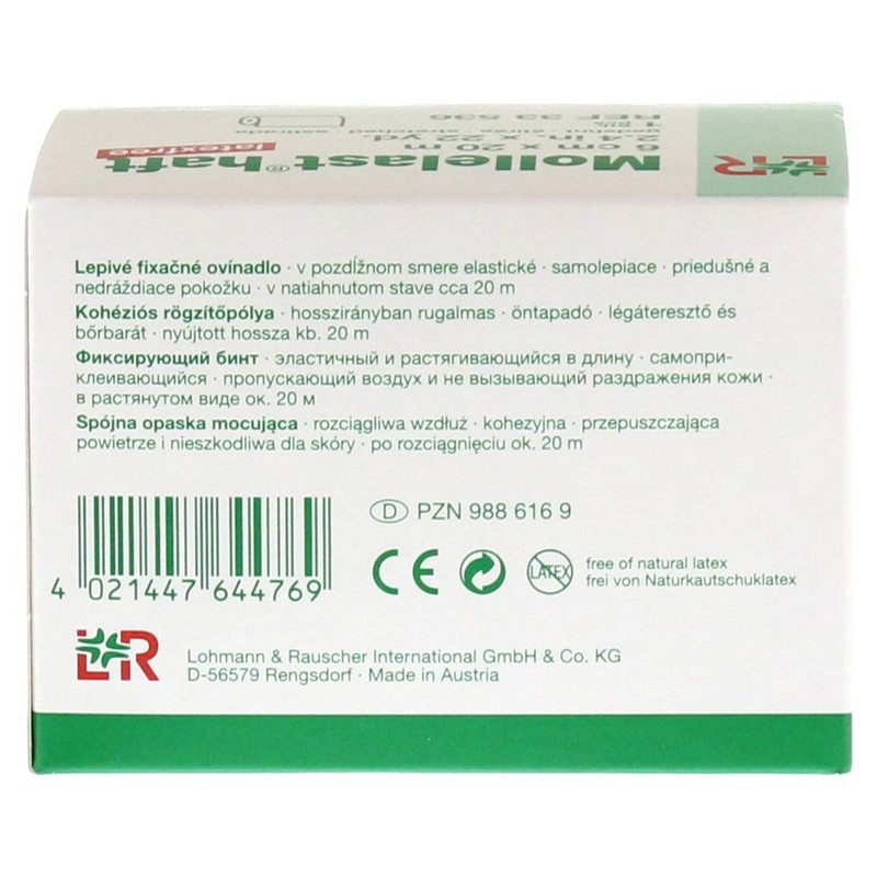 Mollelast haft Binden latexfrei 6 cm x 20 m, weiß