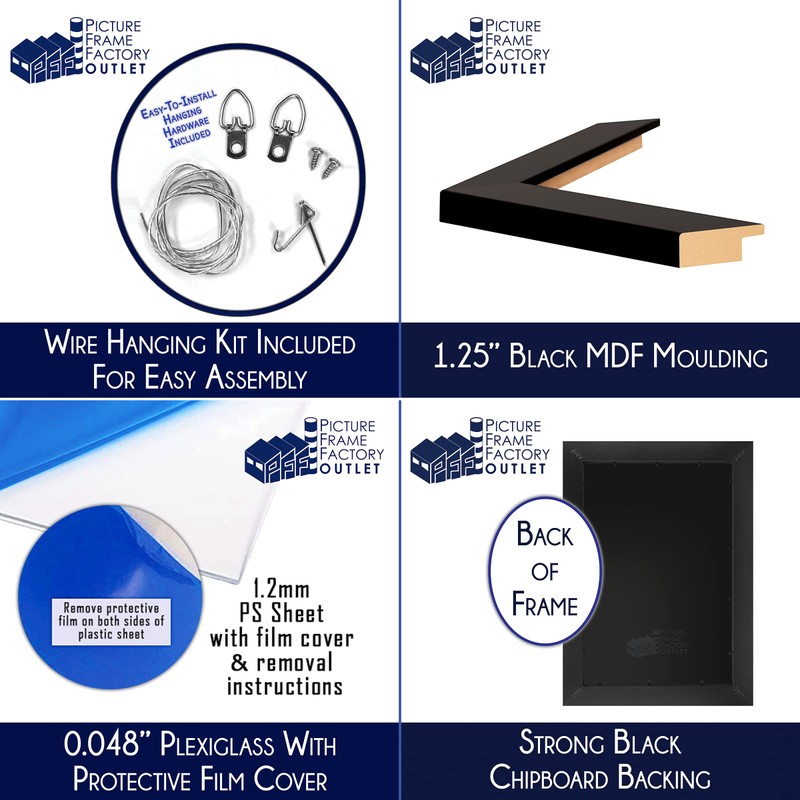 Picture Frame Factory Outlet 20x28 Frame For Puzzle Flat Black