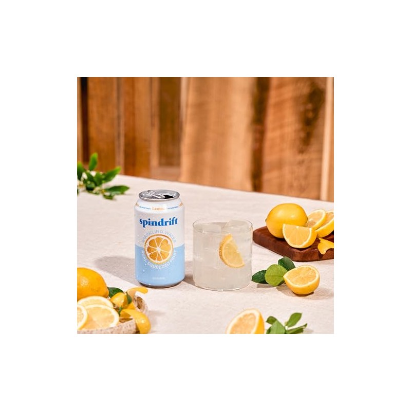 Spindrift , Agua Con Gas, Limón, 12 Oz, (Paquete De