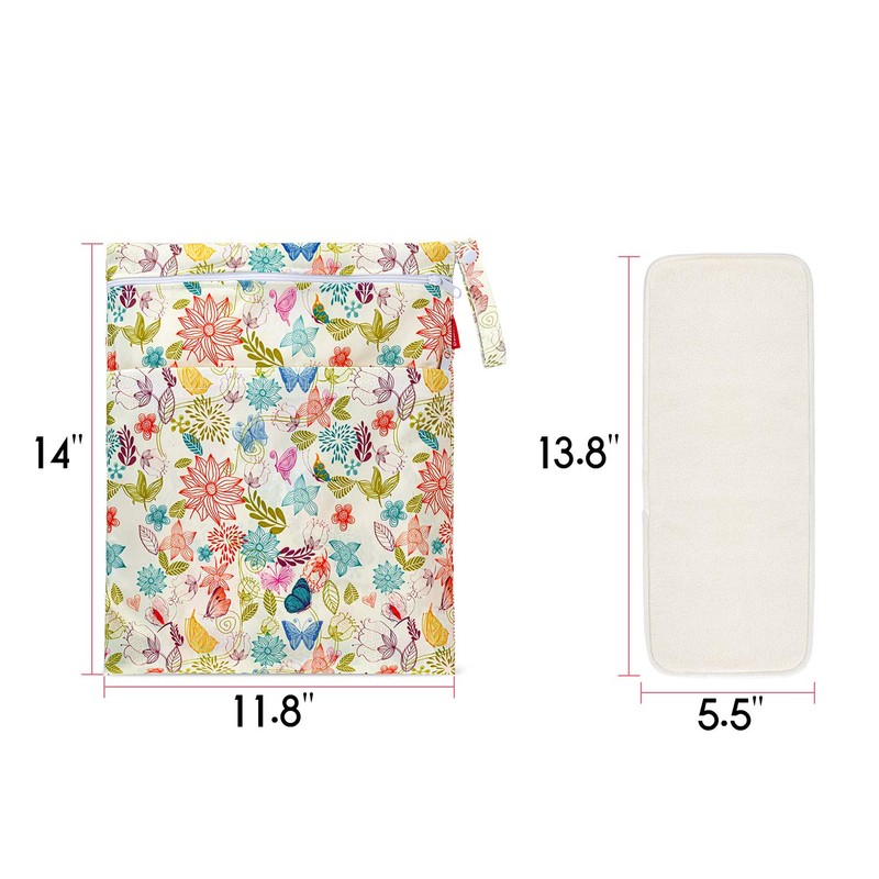 Damero 5-Layer Reusable Diapers Baby Inserts, 12PCS Cloth Diaper Inserts