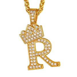 Suplight R Necklace Initial Alphabet Letter Necklace Mens Jewelry