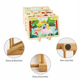 2 Pcs Wooden Puzzle Storage Rack,Jigsaw Puzzle Holder Rack for Puzzle Easel Board,Puzzle Storage Rack Organizer Shelf for Adults Craft Collection Lovers