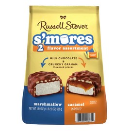 Russell Stover S'mores 2 Flavor Assortment, Milk Chocolate Marshmallow and Caramel, 26 Pieces, 18.9 oz