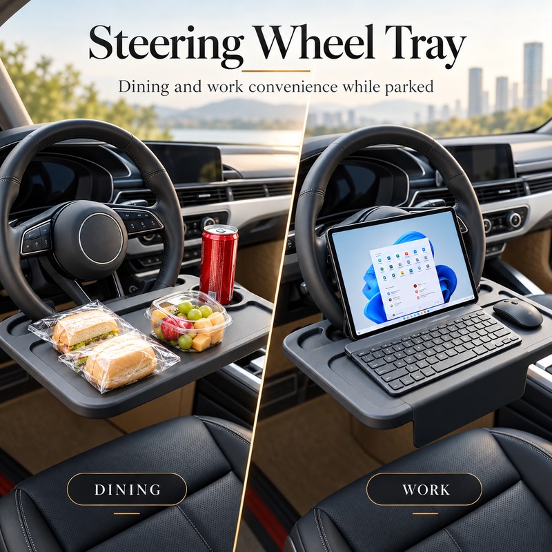 Car Steering Wheel Tray for Eating & Laptop Use –