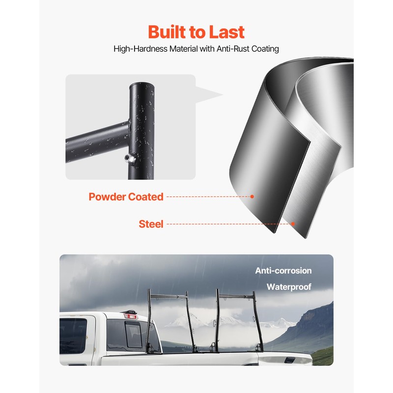 VEVOR Truck Ladder Rack, 49-73 in Width, Extendable Universal Cargo