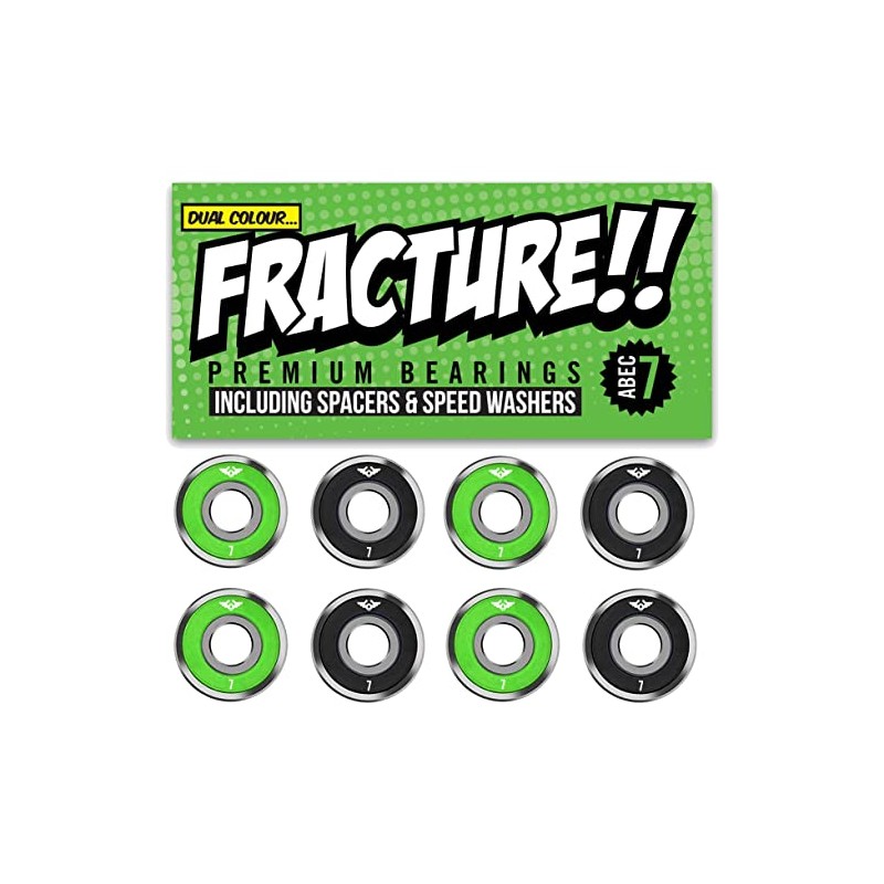 Fracture Skateboards Dual Coloured Skateboard Bearings Abec 7 Green Black