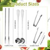 6 Pieces Long Handle Pickle Fork Olive Spoon with Drain