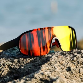 TIANYESY Cycling Sunglasses for Men Women Lightweight Frame Mens Bike Sun Glasses with UV400 Protection for Cycling Skiing Driving Motorcycle (Black frame/orange mercury lens)