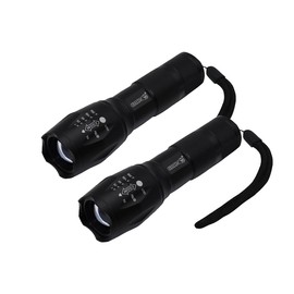 Grip Tactical Zoomable LED Flashlight, 2 Pack - 300 Lumens - Light Beam to 1000 ft - 5 Modes - Anodized Aluminum - Emergency, Outdoors, Hunting, Camping