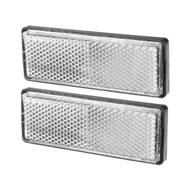 Partuto 2pcs 3.46"x1.26" Universal Reflector - Rectangle Motorcycle Bike Safety Reflector Increase Visibility and Safety on the Road - Plastic White