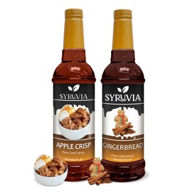 Syruvia Holiday Syrup Variety Pack Apple Crisp & Gingerbread - 25.4oz - 2-Flavor Holiday Gift Set, Gluten-Free, Kosher (2-Pack)