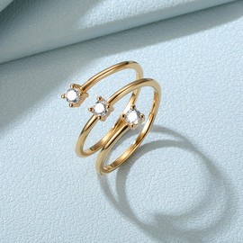 VOLUKA 925 Sterling Silver Cubic Zirconia Double LayerStacking Eternity Rings Simulated Diamond Emerald Cut 18K Gold Plated Rings for Women Men Promise Stalement Wedding Band Size 10