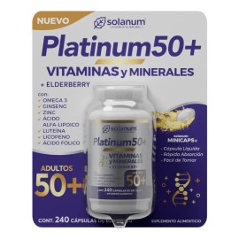 Solanum Platinum 50+ Vitaminas Y Minerales 240 Cápsulas Sabor Sin sabor