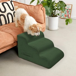 Mesa Lemon Dog Steps for Small Dogs, 4-Step Pet Ramp Stairs for High Beds and Sofa, Non-Slip Pet Stairs for Small Dogs and Cats, Removable and Easy to Clean Cover, Green