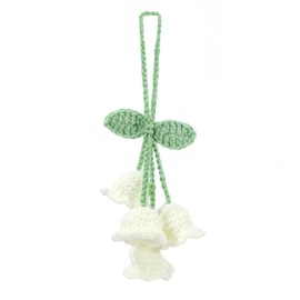 Lily Flower Handmade Knitted Car Mirror Hanging Accessories, Rear Riew Mirror Accessories Car Decorations for Women Men