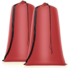 Heavy Duty Laundry Bag 2 Pack XL Nylon Laundry Bags with Straps, Washable Large Dirty Clothes Organizer with Drawstring Closure, Travel Washing Bag Fit a Laundry Hamper or Basket, Red